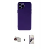 MARSİLYAN™- iPhone 13 Pro Max Kılıf Ahenk Serisi - Siyah Bilvis 3D Mat Cam Ekran Koruyucu + Rainbow Kamera Lens Koruma Cam - KI