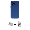 MARSİLYAN™- iPhone 13 Pro Max Kılıf Ahenk Serisi - Siyah Bilvis 3D Mat Cam Ekran Koruyucu + Rainbow Kamera Lens Koruma Cam - BZ