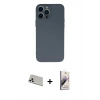 MARSİLYAN™- iPhone 13 Pro Max Kılıf Ahenk Serisi - Siyah Bilvis 3D Mat Cam Ekran Koruyucu + Rainbow Kamera Lens Koruma Cam - BZ