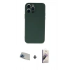 MARSİLYAN™- iPhone 13 Pro Max Kılıf Ahenk Serisi - Siyah Bilvis 3D Mat Cam Ekran Koruyucu + Rainbow Kamera Lens Koruma Cam - MI