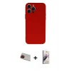 MARSİLYAN™- iPhone 13 Pro Max Kılıf Ahenk Serisi - Siyah Bilvis 3D Mat Cam Ekran Koruyucu + Rainbow Kamera Lens Koruma Cam - KI
