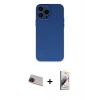 MARSİLYAN™- iPhone 13 Pro Max Kılıf Ahenk Serisi - Siyah Bilvis 3D Mat Cam Ekran Koruyucu + Rainbow Kamera Lens Koruma Cam - KI
