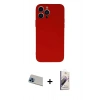 MARSİLYAN™- iPhone 13 Pro Max Kılıf Ahenk Serisi - Siyah Bilvis 3D Mat Cam Ekran Koruyucu + Rainbow Kamera Lens Koruma Cam - MI