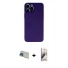 MARSİLYAN™- iPhone 13 Pro Max Kılıf Ahenk Serisi - Siyah Bilvis 3D Mat Cam Ekran Koruyucu + Rainbow Kamera Lens Koruma Cam - MI