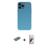 MARSİLYAN™- iPhone 13 Pro Max Kılıf Ahenk Serisi - Siyah Bilvis 3D Mat Cam Ekran Koruyucu + Renkli Kamera Lens Koruma Cam - YL