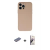 MARSİLYAN™- iPhone 13 Pro Max Kılıf Ahenk Serisi - Siyah Bilvis 3D Mat Cam Ekran Koruyucu + Renkli Kamera Lens Koruma Cam - PE