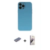 MARSİLYAN™- iPhone 13 Pro Max Kılıf Ahenk Serisi - Siyah Bilvis 3D Mat Cam Ekran Koruyucu + Renkli Kamera Lens Koruma Cam - PE