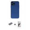 MARSİLYAN™- iPhone 13 Pro Max Kılıf Ahenk Serisi - Siyah Bilvis 3D Mat Cam Ekran Koruyucu + Renkli Kamera Lens Koruma Cam - TU