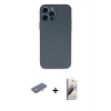 MARSİLYAN™- iPhone 13 Pro Max Kılıf Ahenk Serisi - Siyah Bilvis 3D Mat Cam Ekran Koruyucu + Renkli Kamera Lens Koruma Cam - TU