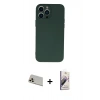 MARSİLYAN™- iPhone 13 Pro Max Kılıf Ahenk Serisi - Siyah Bilvis 3D Mat Cam Ekran Koruyucu + Rainbow Kamera Lens Koruma Cam - REGD
