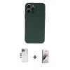 MARSİLYAN™- iPhone 13 Pro Max Kılıf Ahenk Serisi - Siyah Bilvis 3D Mat Cam Ekran Koruyucu + Shine Kamera Lens - GD