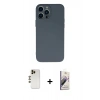 MARSİLYAN™- iPhone 13 Pro Max Kılıf Ahenk Serisi - Siyah Bilvis 3D Mat Cam Ekran Koruyucu + Shine Kamera Lens - GD
