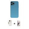 MARSİLYAN™- iPhone 13 Pro Max Kılıf Ahenk Serisi - Siyah Bilvis 3D Mat Cam Ekran Koruyucu + Shine Kamera Lens - GD