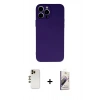 MARSİLYAN™- iPhone 13 Pro Max Kılıf Ahenk Serisi - Siyah Bilvis 3D Mat Cam Ekran Koruyucu + Shine Kamera Lens - GD