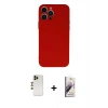 MARSİLYAN™- iPhone 13 Pro Max Kılıf Ahenk Serisi - Siyah Bilvis 3D Mat Cam Ekran Koruyucu + Shine Kamera Lens - GD
