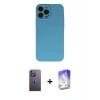 MARSİLYAN™- iPhone 13 Pro Max Kılıf Ahenk Serisi - Siyah Bilvis 5in1 3D Magic Cam Ekran Koruyucu + Neon Fosforlu Kamera Lens - BZ