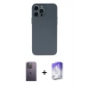 MARSİLYAN™- iPhone 13 Pro Max Kılıf Ahenk Serisi - Siyah Bilvis 5in1 3D Magic Cam Ekran Koruyucu + Neon Fosforlu Kamera Lens - BZ