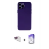 MARSİLYAN™- iPhone 13 Pro Max Kılıf Ahenk Serisi - Siyah Bilvis 5in1 3D Magic Cam Ekran Koruyucu + Gökkuşağı Pers Alüminyum Kamera Lens