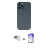 MARSİLYAN™- iPhone 13 Pro Max Kılıf Ahenk Serisi - Siyah Bilvis 5in1 3D Magic Cam Ekran Koruyucu + Gökkuşağı Pers Alüminyum Kamera Lens