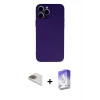MARSİLYAN™- iPhone 13 Pro Max Kılıf Ahenk Serisi - Siyah Bilvis 5in1 3D Magic Cam Ekran Koruyucu + Pers Alüminyum Kamera Lens - GD
