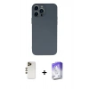 MARSİLYAN™- iPhone 13 Pro Max Kılıf Ahenk Serisi - Siyah Bilvis 5in1 3D Magic Cam Ekran Koruyucu + Shine Kamera Lens - GD