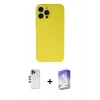 MARSİLYAN™- iPhone 13 Pro Max Kılıf Ahenk Serisi - Siyah Bilvis 5in1 3D Magic Cam Ekran Koruyucu + Shine Kamera Lens - GD