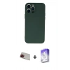 MARSİLYAN™- iPhone 13 Pro Max Kılıf Ahenk Serisi - Siyah Bilvis 5in1 3D Magic Cam Ekran Koruyucu + Rainbow Kamera Lens Koruma Cam - KI