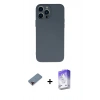 MARSİLYAN™- iPhone 13 Pro Max Kılıf Ahenk Serisi - Siyah Bilvis 5in1 3D Magic Cam Ekran Koruyucu + Kırmızı Metal Kamera Lens Koruma Cam