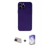 MARSİLYAN™- iPhone 13 Pro Max Kılıf Ahenk Serisi - Siyah Bilvis 5in1 3D Magic Cam Ekran Koruyucu + Rainbow Kamera Lens Koruma Cam - KI