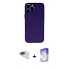 MARSİLYAN™- iPhone 13 Pro Max Kılıf Ahenk Serisi - Siyah Bilvis 5in1 3D Magic Cam Ekran Koruyucu + Pers Alüminyum Kamera Lens - LT