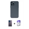 MARSİLYAN™- iPhone 13 Pro Max Kılıf Ahenk Serisi - Siyah Bilvis 5in1 3D Magic Cam Ekran Koruyucu + Neon Fosforlu Kamera Lens - MI