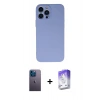 MARSİLYAN™- iPhone 13 Pro Max Kılıf Ahenk Serisi - Siyah Bilvis 5in1 3D Magic Cam Ekran Koruyucu + Neon Fosforlu Kamera Lens - MI