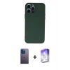 MARSİLYAN™- iPhone 13 Pro Max Kılıf Ahenk Serisi - Siyah Bilvis 5in1 3D Magic Cam Ekran Koruyucu + Neon Fosforlu Kamera Lens - MI