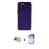 MARSİLYAN™- iPhone 13 Pro Max Kılıf Ahenk Serisi - Siyah Bilvis 5in1 3D Magic Cam Ekran Koruyucu + Rainbow Kamera Lens Koruma Cam - MI