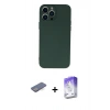 MARSİLYAN™- iPhone 13 Pro Max Kılıf Ahenk Serisi - Siyah Bilvis 5in1 3D Magic Cam Ekran Koruyucu + Mavi Renkli Kamera Lens Koruma Cam