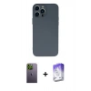 MARSİLYAN™- iPhone 13 Pro Max Kılıf Ahenk Serisi - Siyah Bilvis 5in1 3D Magic Cam Ekran Koruyucu + Neon Fosforlu Kamera Lens - YL