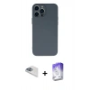 MARSİLYAN™- iPhone 13 Pro Max Kılıf Ahenk Serisi - Siyah Bilvis 5in1 3D Magic Cam Ekran Koruyucu + Pers Alüminyum Kamera Lens - SABE