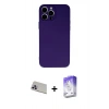 MARSİLYAN™- iPhone 13 Pro Max Kılıf Ahenk Serisi - Siyah Bilvis 5in1 3D Magic Cam Ekran Koruyucu + Rainbow Kamera Lens Koruma Cam - MR