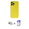MARSİLYAN™- iPhone 13 Pro Max Kılıf Ahenk Serisi - Siyah Bilvis 5in1 3D Magic Cam Ekran Koruyucu + Rainbow Kamera Lens Koruma Cam - BZ