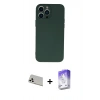 MARSİLYAN™- iPhone 13 Pro Max Kılıf Ahenk Serisi - Siyah Bilvis 5in1 3D Magic Cam Ekran Koruyucu + Rainbow Kamera Lens Koruma Cam - BZ