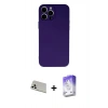MARSİLYAN™- iPhone 13 Pro Max Kılıf Ahenk Serisi - Siyah Bilvis 5in1 3D Magic Cam Ekran Koruyucu + Rainbow Kamera Lens Koruma Cam - BZ