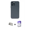 MARSİLYAN™- iPhone 13 Pro Max Kılıf Ahenk Serisi - Siyah Bilvis 5in1 3D Magic Cam Ekran Koruyucu + Rainbow Kamera Lens Koruma Cam - BZ