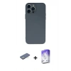MARSİLYAN™- iPhone 13 Pro Max Kılıf Ahenk Serisi - Siyah Bilvis 5in1 3D Magic Cam Ekran Koruyucu + Renkli Kamera Lens Koruma Cam - YL