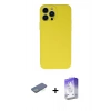 MARSİLYAN™- iPhone 13 Pro Max Kılıf Ahenk Serisi - Siyah Bilvis 5in1 3D Magic Cam Ekran Koruyucu + Renkli Kamera Lens Koruma Cam - YL
