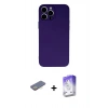 MARSİLYAN™- iPhone 13 Pro Max Kılıf Ahenk Serisi - Siyah Bilvis 5in1 3D Magic Cam Ekran Koruyucu + Renkli Kamera Lens Koruma Cam - SI
