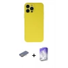 MARSİLYAN™- iPhone 13 Pro Max Kılıf Ahenk Serisi - Siyah Bilvis 5in1 3D Magic Cam Ekran Koruyucu + Renkli Kamera Lens Koruma Cam - SI