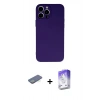 MARSİLYAN™- iPhone 13 Pro Max Kılıf Ahenk Serisi - Siyah Bilvis 5in1 3D Magic Cam Ekran Koruyucu + Renkli Kamera Lens Koruma Cam - YL