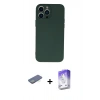 MARSİLYAN™- iPhone 13 Pro Max Kılıf Ahenk Serisi - Siyah Bilvis 5in1 3D Magic Cam Ekran Koruyucu + Renkli Kamera Lens Koruma Cam - YL