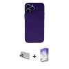 MARSİLYAN™- iPhone 13 Pro Max Kılıf Ahenk Serisi - Siyah Bilvis 5in1 3D Magic Cam Ekran Koruyucu + Rose Gold Rainbow Kamera Lens Koruma Cam