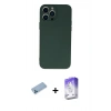 MARSİLYAN™- iPhone 13 Pro Max Kılıf Ahenk Serisi - Siyah Bilvis 5in1 3D Magic Cam Ekran Koruyucu + Shine Kamera Lens Koruma Cam - MI
